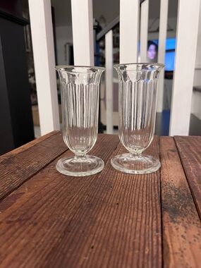 Vintage Indiana Clear Ribbed Glass Dessert Cups - Set of 2